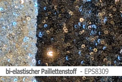 elastischer Paillettenstoff - Netzstoff mit aufgenähten Pailletten